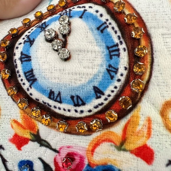 One of kind heavy brocade mini dress with pockets and jewelled details. - Picture 5 of 11